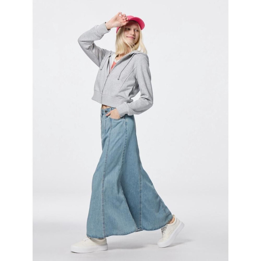(67 BLUE/3XL) Gu By Uniqlo Light Denim Flared Maxi Skirt