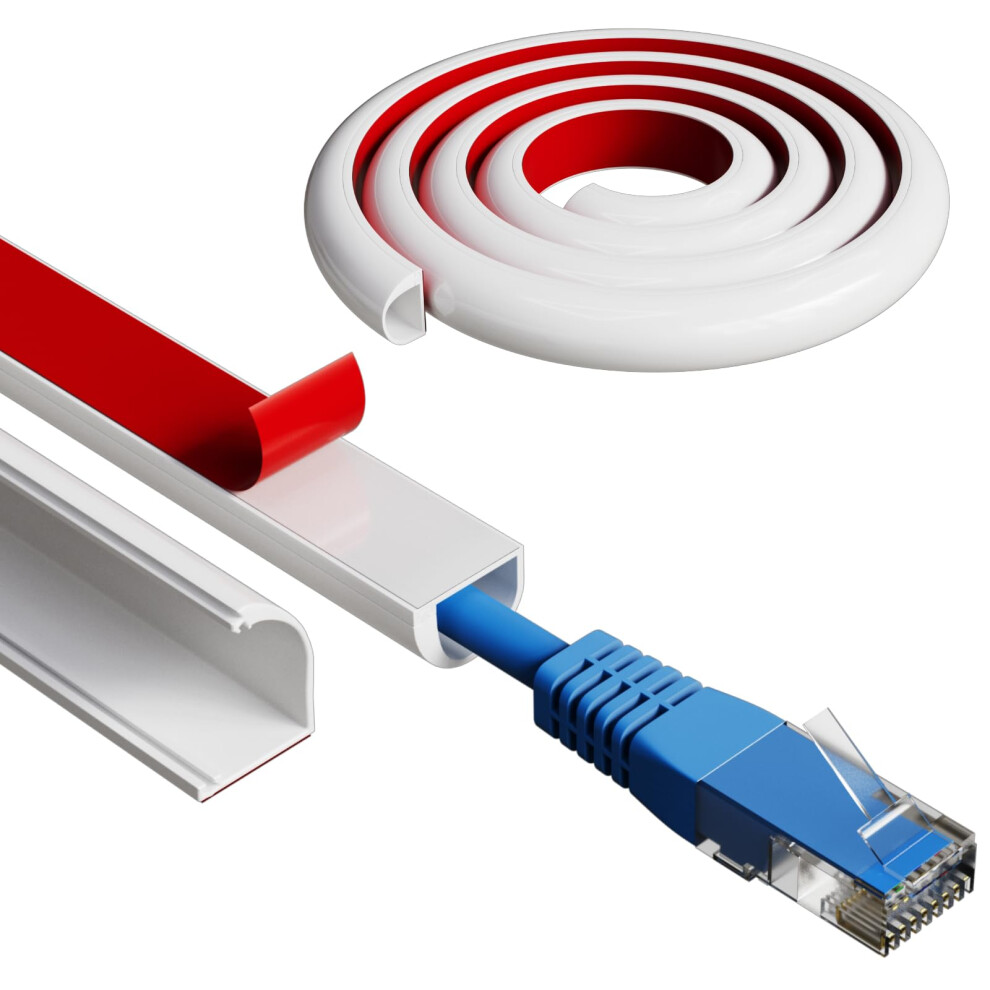 78"/2M White One Cord Trunking For Electric Cables,Soft Pvc Side Opening Cable Tidy Hiders For Wall,Flexible Self Adhesive Conduit Trunking Hide Wires 635407435263