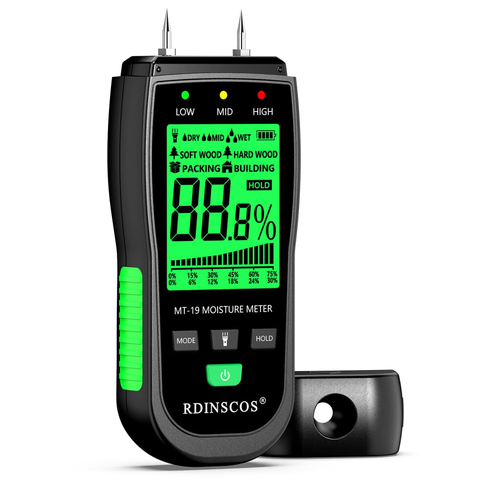 Damp Meter Â Moisture Detector For Walls, Wood & Firewood | Pin-Type Moisture Meter For Plaster, Logs & Caravans 730229248654