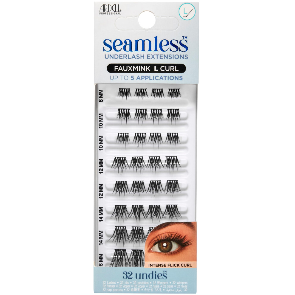Seamless Undies Underlash Eyelash Extensions Refill, Faux Mink L Curl Lash Cluster Kit, Intense Flick Curl Lash Extensions, Up to 5 Applications,