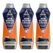 Specialist Hob Cream Cleaner, for Tough Burnt on Stains, Protective Coat, Zesty Lemon Scent, 3 x 500ml