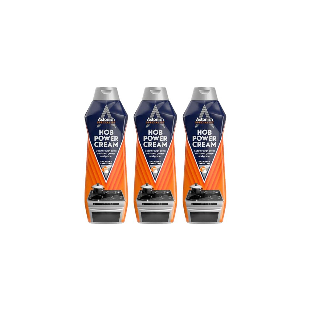 Astonish Specialist Hob Cleaner, For Tough Burnt On Stains, Protective Coat, Zesty Lemon Scent, 3 X 500Ml Cream