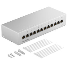 CAT 6 Patch Panel Distribution Panel 12 Port 1 U Desktop & Wall Mounting Shielded 12x RJ45 Socket LAN Network Installation Cable TIA568A TIA568B RAL