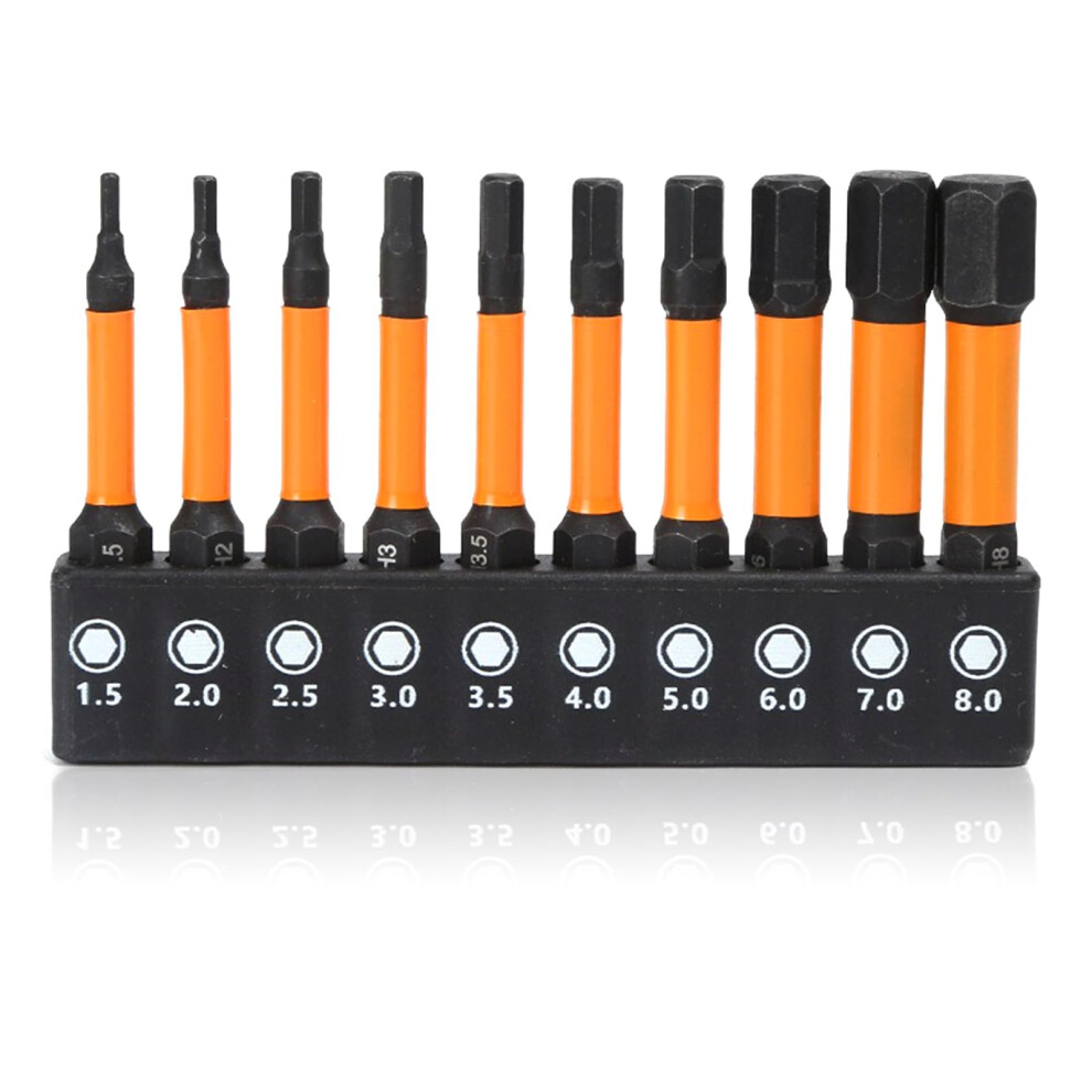 Photos - Bits / Sockets Hex Allen Key Drill Bit Set, 10 Pcs Impact Screwdriver Driver Bit Sets S2 Steel 50mm Length Magnetic Allen Wrench Drills Bit