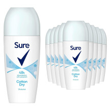 Antiperspirant Roll On Cotton Dry 48H Sweat and Odour Protection Roll On with Fresh, Light and Clean Scent Deodorant for Women, 50ml Pack of 12