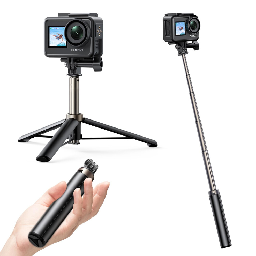 60cm Selfie Stick Tripod Stand Compatible with AKASO Action Cameras/GoPro Hero12/11/10/GoPro 9/8/7/Max/DJI Osmo Action & Other Action Cameras