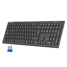 Wireless Keyboard, Rechargeable 2.4GHz USB Bluetooth Keyboard for 4 Multi Devices, Ultra Slim Full Size UK Layout Keyboards for Computer, Laptop,