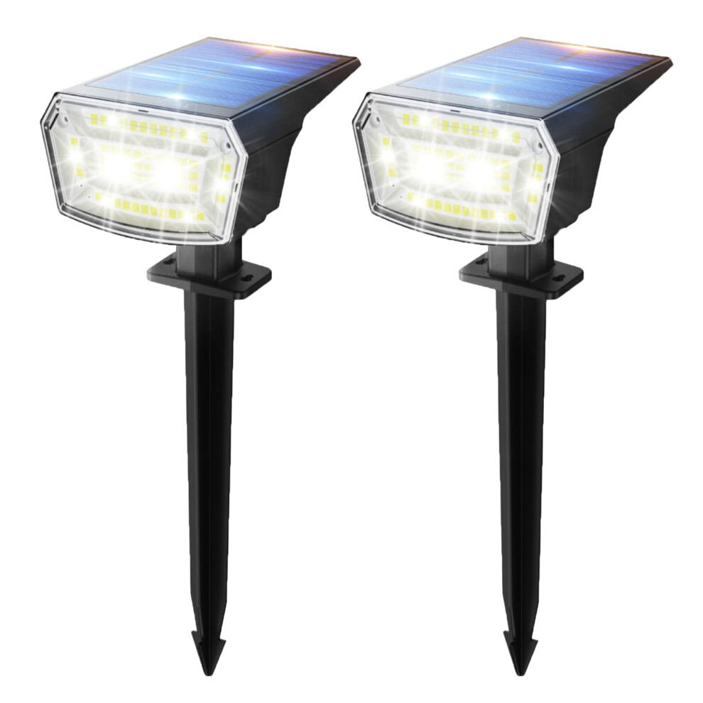 New Tecknet Solar Spot Lights Outdoor Garden - 59 Leds Garden Lights Solar Powered, 6500K Cool 3 Brightness Levels Pathway Lighting Ip65 Waterproof White/Light