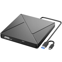External CD DVD Drive, USB 3.0 and Type-C Portable CD DVD +/-RW Drive, DVD/CD ROM Burner Reader, Slim Optical DVD Drive, CD/DVD Player for Laptop,