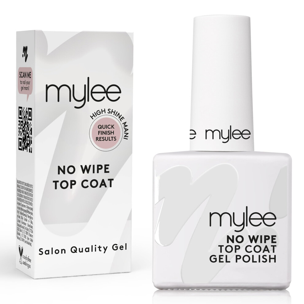 Mylee Gel Nail Polish No-Wipe Top Coat 10Ml, Uv/Led Soak-Off Nail Art Manicure Pedicure For Professional, Salon & Home Use, Long Lasting, Easy To Apply, No