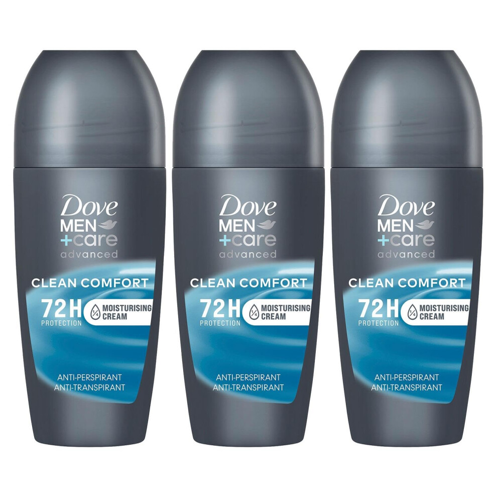 Dove Men+Care Roll On Clean Comfort Advanced Moisturiser Technology 48-Hour Protection From Sweat & Odour Dermatologically Tested Antiperspirant Deodorant,