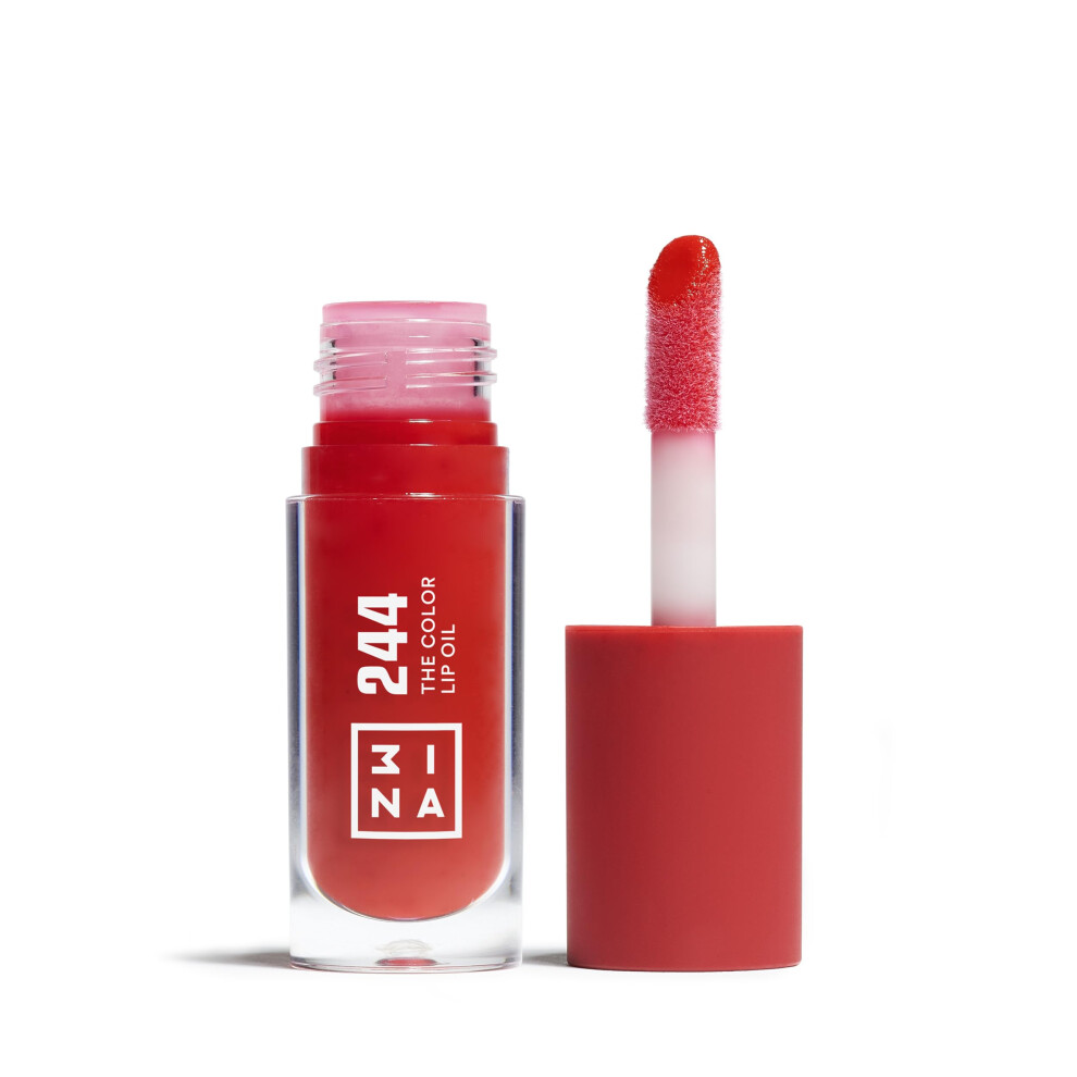 3Ina Red Makeup - The Color Lip Oil 244 - Rich Lip Gloss With 24H Hydration & Hyaluronic Acid - Lipstick & Lip Balm