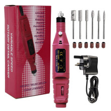 Electric Nail File for Thick Toenails - Portable Drill with Adjustable 3000-20000 RPM, 6 Drill Bits & Sanding Bands