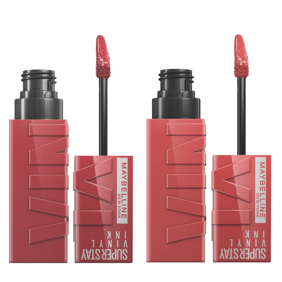 New York SuperStay Vinyl Ink Lip Tint Bright Color 35 Cheeky + SuperStay Vinyl Ink Color 40 Bright Witty Finish - 2 Lipsticks with Precision
