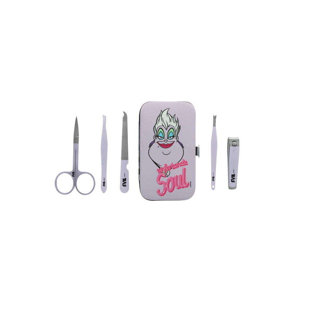 Bad Guys - Ursula Manicure Set - 5 Nail Accessories - Nail Leather Cutting, Lima, Epilatado, Nail Scissors and Decorated Storage Box