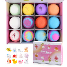 12PCS Bath Bomb Gift Set with Surprise Toys Inside, Bath Bombs for Kids, Handmade Natural Organic Bubble Bath Bombs, Colorful Bath Fizzies, Birthday