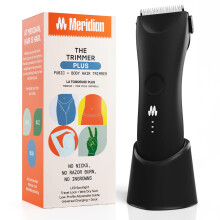 MERIDIAN Trimmer Plus Body Haar Trimmer, Verstelbare Bescherming, USB C Opladen, Zaklamp, Reislok, Oplaadstation