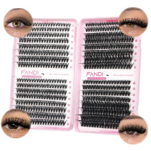 Cluster Lashes Fluffy Individual Eyelashes 624pcs D Curl Individual Cluster Eyelashes 40D+50D+60D+80D Thick Volume Eyelash Clusters Natural Look