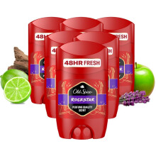 Rockstar Deodorant Stick For Men 6 x 50ml, Aluminium Free, Long Lasting Perfume Quality Scent, 48H Fresh, Invisible on Black & White