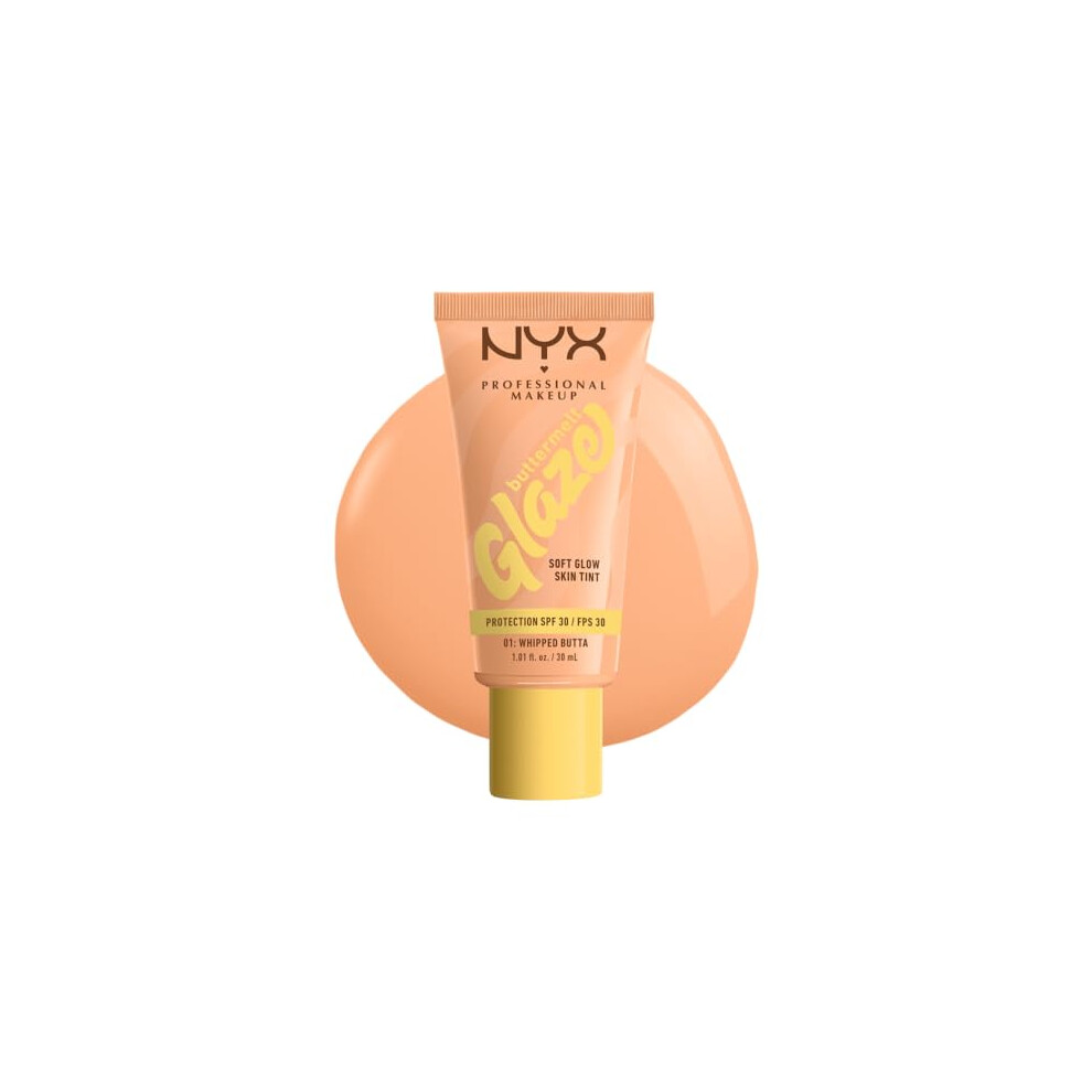 Nyx Professional Makeup Buttermelt Glaze Soft Glow Skin Tint + Spf/Fps 30, Foundation, 12H Wear, Whipped Butta
