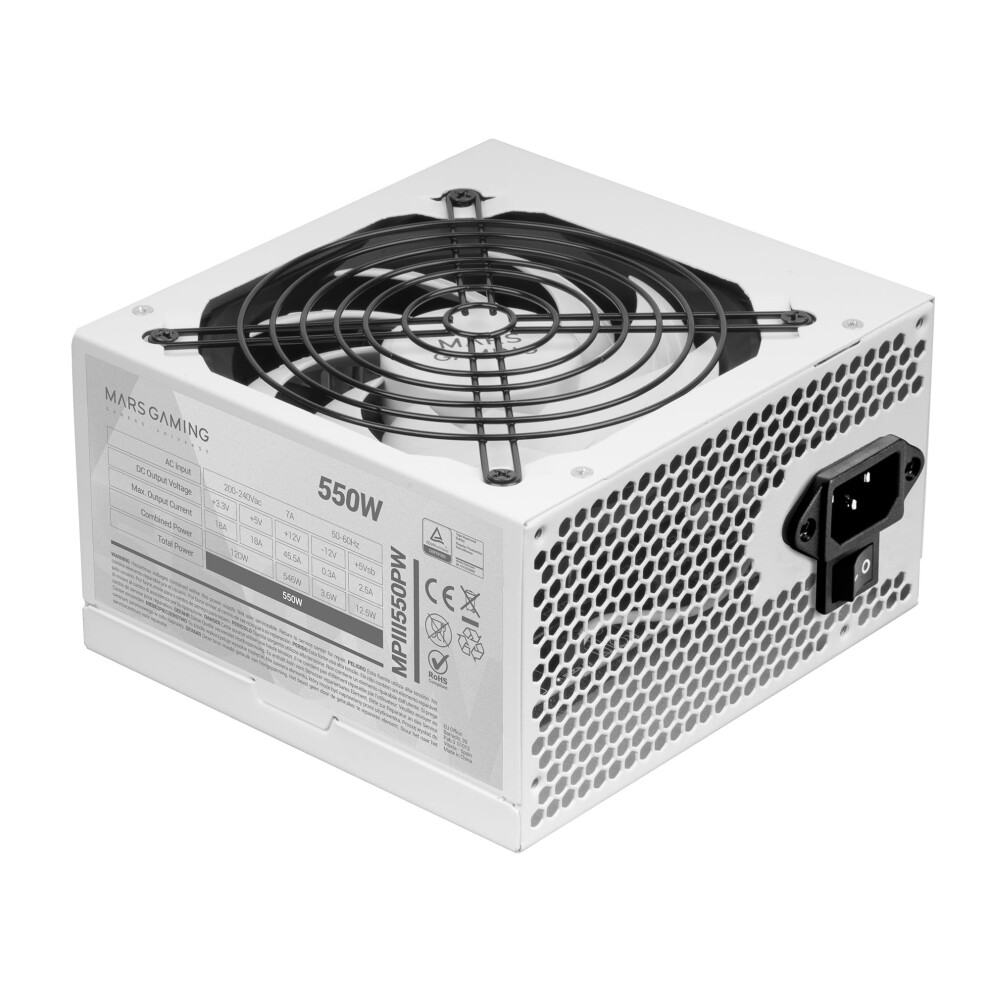 Mars Gaming Mpiii550p, Pc Atx Power Supply 550W, 5-Year Warranty, 85% Efficiency, Digital Apfc System, 120Mm Fdb Ai-Rpm Fan, Dc-Dc And Smd Technologies,