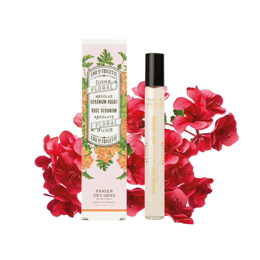 Panier Des Sens Â Geranium Roll-On Eau De Toilette - Mini Perfume For Women - Natural, Floral Fragrance - Women's Eau De Toilette Made In France - Vegan Friendly