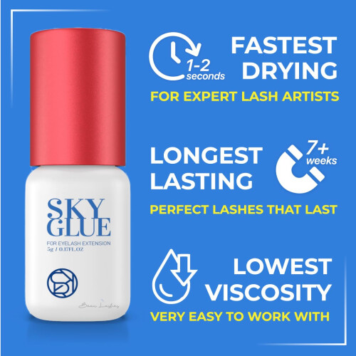Sky Glue for Eyelash Extensions New | S+ Strongest Lash Extension Glue | Professional Black Adhesive for Long Lasting Semi Permanent Individual L 2