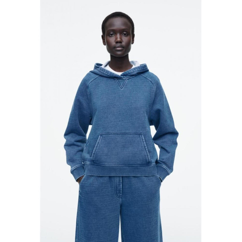 (blue/XS) Cos Japan Denim Wash Jersey Hoodie