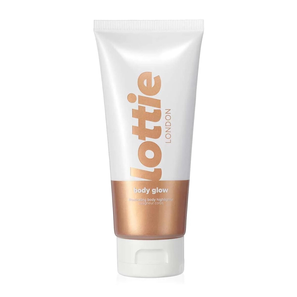 Body Glow in Medium/Dark, Illuminating liquid body highlighter with quick-drying golden shimmer pigments for a glowing finish