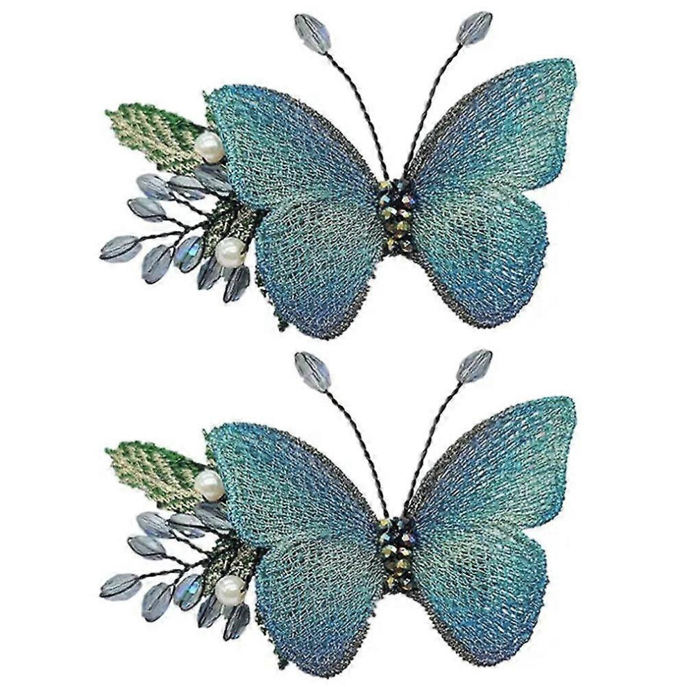 2pcs Embroidery Butterfly Hair Clips Duck Bill Clips Side Barrettes Hair Accessories-image-OPC-PGNKWPX-NEW
