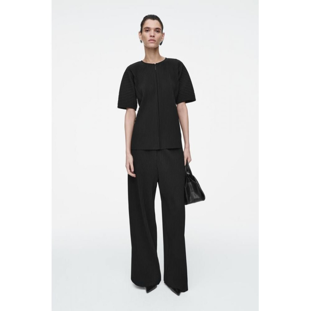 (Black/XS) Cos Japan Pleated Wide Leg Pants