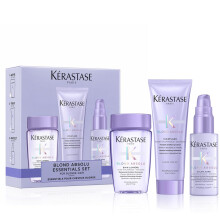 Kérastase Blond Absolu Discovery Set, With Illuminating Shampoo, Nourishing Conditioner and Fortifying Heat Protection Serum, With Hyaluronic Acid,