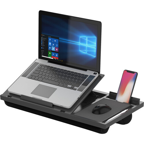 Height Adjustable Laptop Stand with Mousepad and Phone Holder Black 2