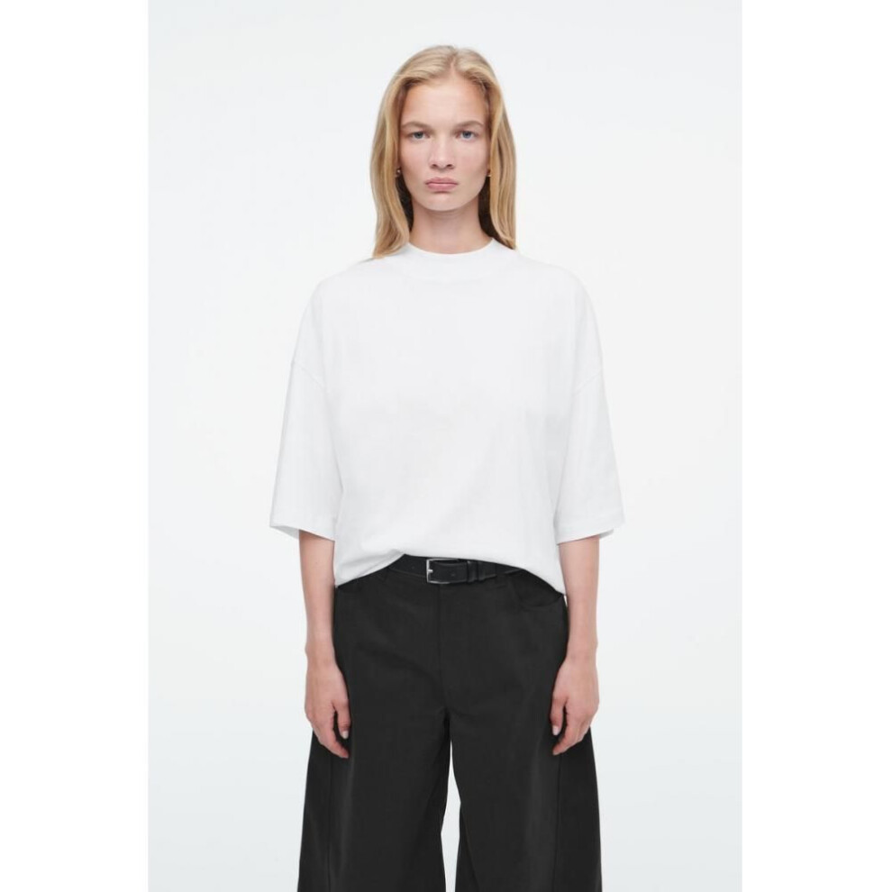 (white/XS) Cos Japan Boxy Mock Neck T Shirt