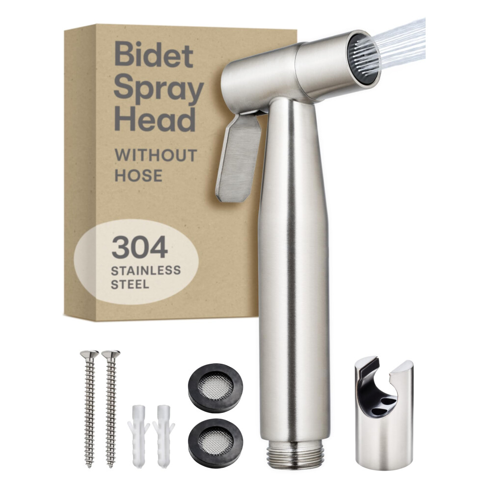 Handheld Bidet Sprayer For Toilet - Stainless Steel Jet Spray With Holder - Rustproof - Easy Installation Bidet Tap Attachment, Muslim Shower Tap, 4044352025522