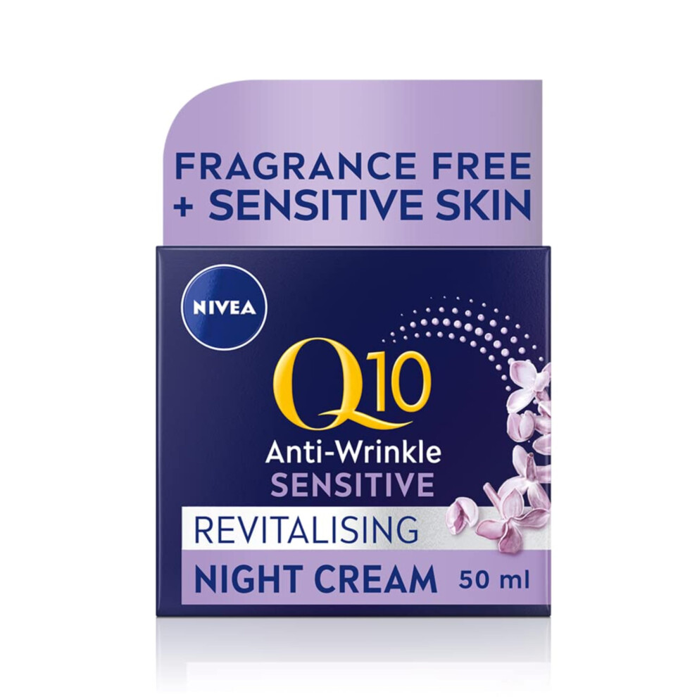 Q10 Anti-Wrinkle Sensitive Revitalising Night Cream (50ml), Face Cream with Pure Skin Identical Q10 and Liquorice Extract, Sensitive Skin Cream