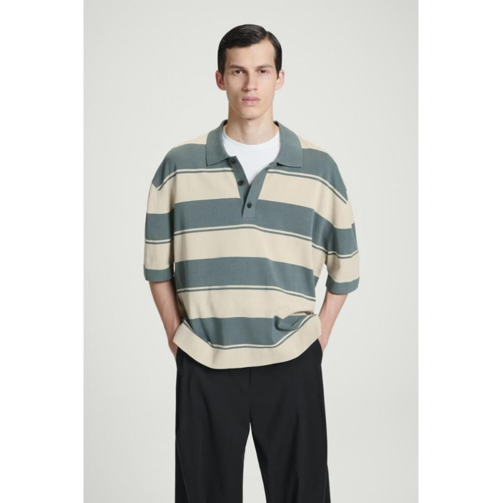 (turquoisestripe/S) Cos Japan Oversized Striped Polo Shirt