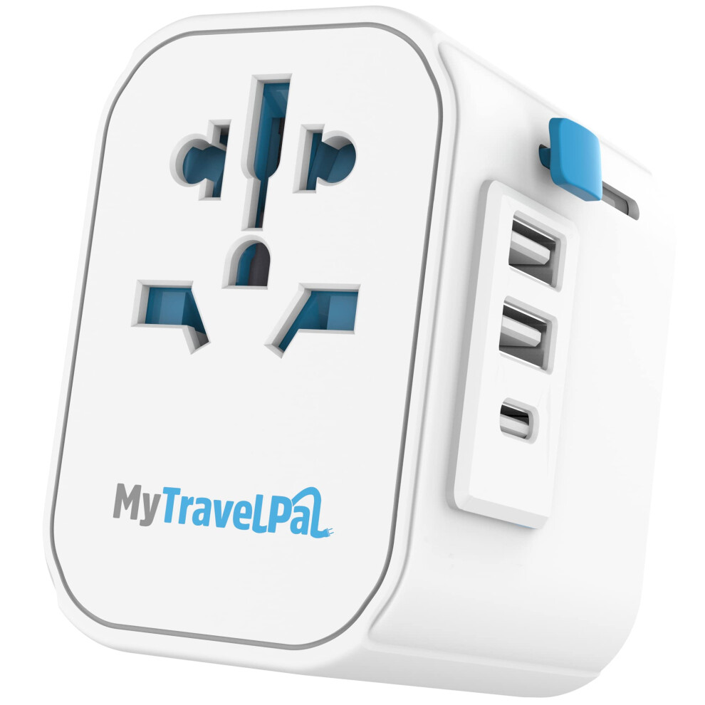 Worldwide Travel Adapter With Usb-C | The Safest All In One Travel Adaptor | Mytravelpal Pro Grounded Universal Travel Adapter Worldwide | Earthed 5060760410254