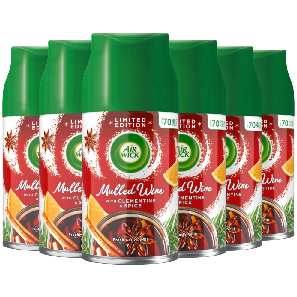Air Wick Automatic Air Freshener Freshmatic Spray Refills| Mulled Wine | 6 x 250ml Airwick Refills| Lasts Total Upto 420 days-image-OPC-PFYXRDX-NEW