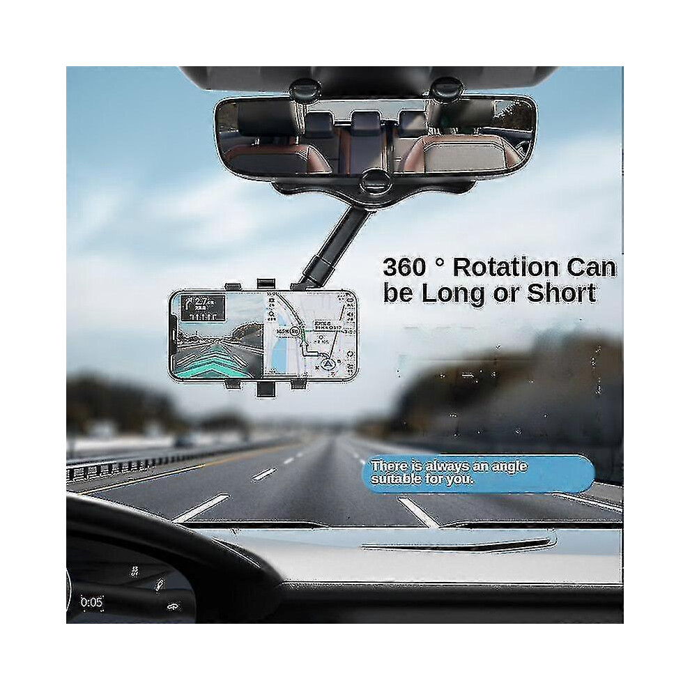 360 Rearview Mirror Phone Holder For Car Mount Phone And Gps Holder Universal Rotating Adjustable Telescopic Car Phone Holder 5004229097303
