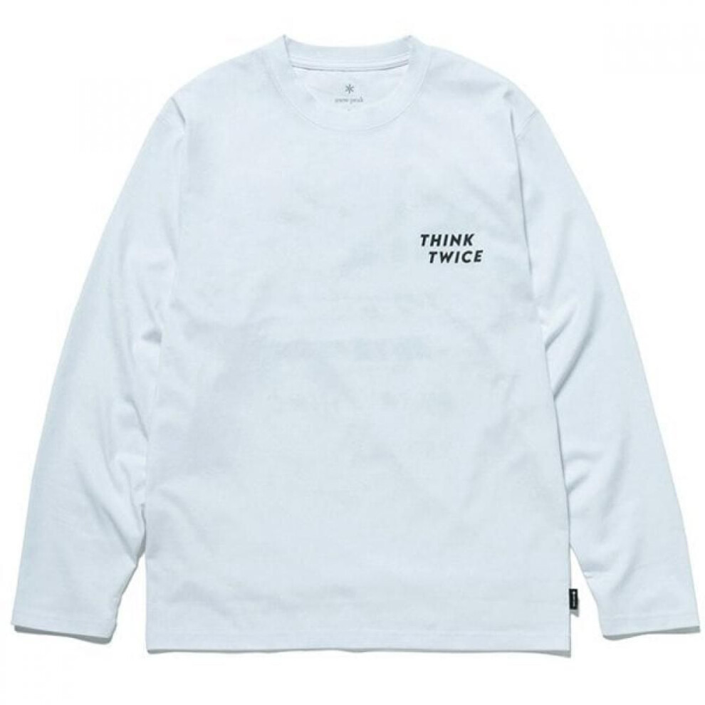 Snow Peak Think Twice Long Sleeve T shirT Think Twice Long Sleeve T shirT Ts 24au10603wh whiTe Medium [ouTdoor cuT Sew Mens]