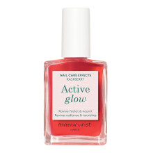 Manucurist Active Glow Raspberry Gel Nail Polish & Care - Ultra-Glowy 2 in 1 Nail Concealer & Care - Plant-Based Ingredients: Sweet Almond Oil R