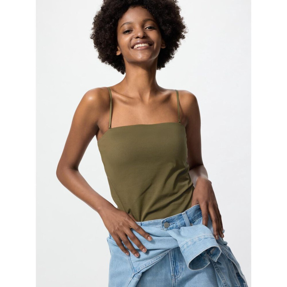 (56 OLIVE/M) Uniqlo Japan Air Rhythm Cotton Bra Tube Top