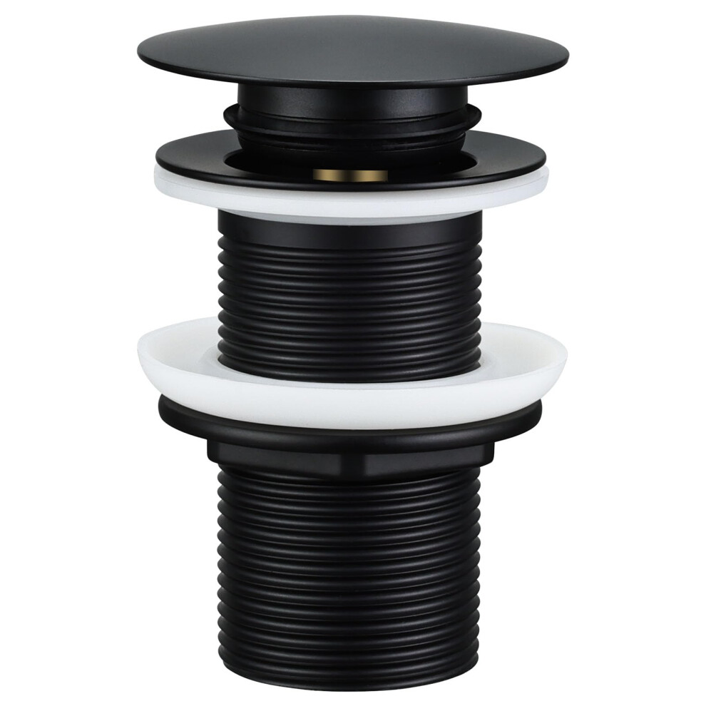 Bathroom Sink Waste Unslotted Pop Up Basin Waste, Modern Black Click Clack Waste Sink Plug Drain Without Overflow For Bathroom Basin, Vessel Sinks 616054976842