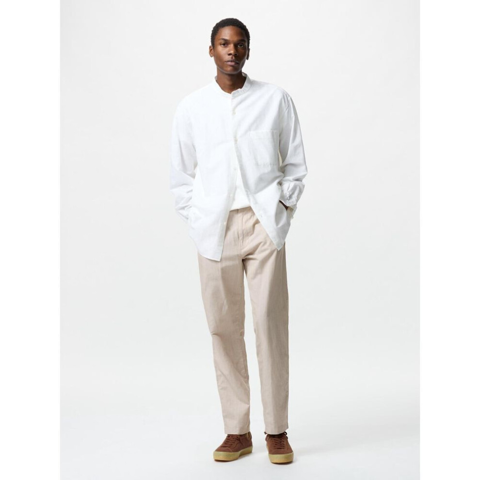 (31 BEIGE/4XL) Uniqlo Japan Linen Blend Easy Pants Stripe