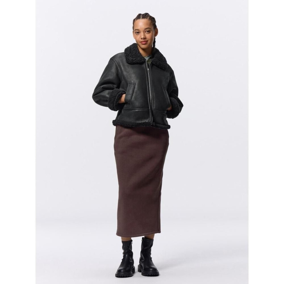 (38 DARK BROWN/3XL) Gu By Uniqlo Heavyweight Sweat Narrow Skirt  Standard Length 82.5 To 89.5 Cm   Can Be Set Up