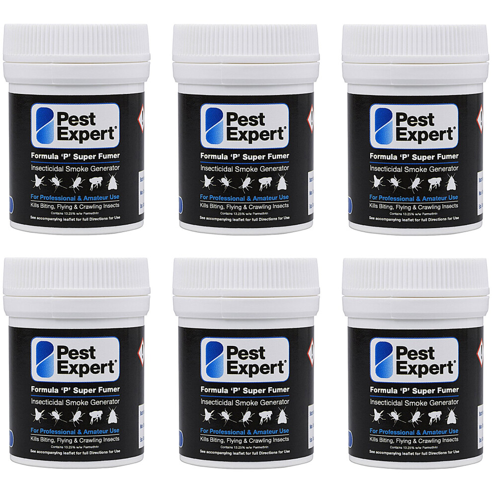 Pest Expert Super Fumer Cluster Fly Killer Smoke Bomb 6 X 11G - Formula 'P' Cluster Fly Fumigator From (Hse Approved And Tested – Professional