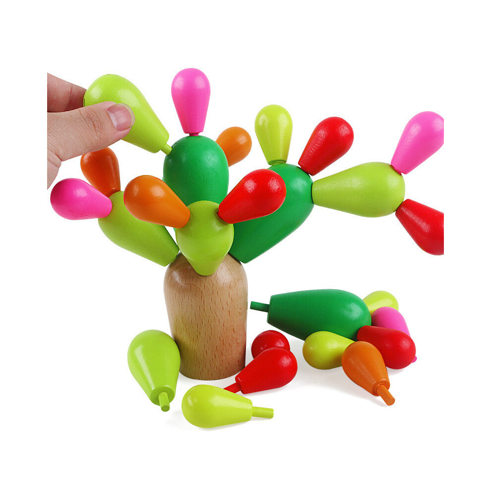 Interlocking Wooden Cactus Building Blockskids Cognitive Development Learning