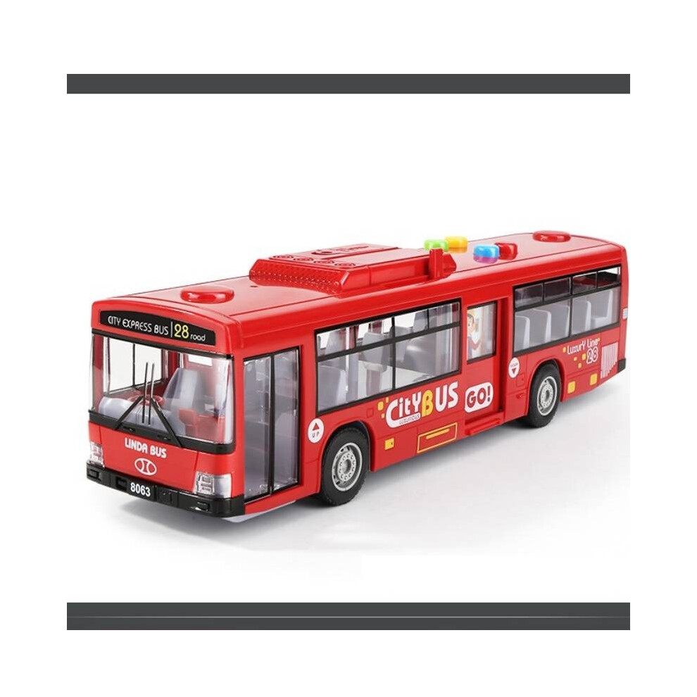 ( Bus Set) Interactive Bus Toy Vehicle Model With Music Stories Lights For Fun Playtime Red