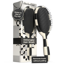 FRAMAR Checkered Print Hair Brush Detangler - Wet Hair Brushes For Women  Womens Hair Brush  Black and White Checkered Hair Accessories  Hairbrus